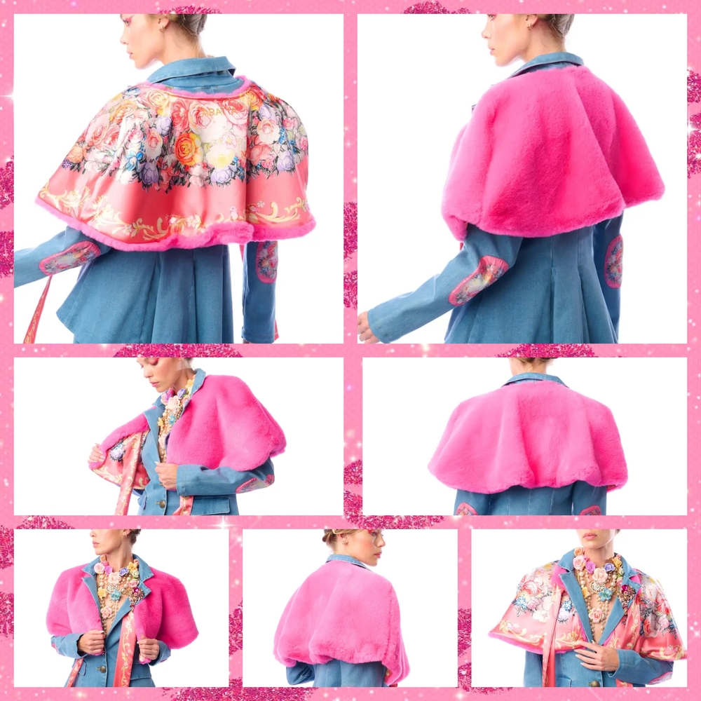 Aratta Pink Reversable Floral Cape